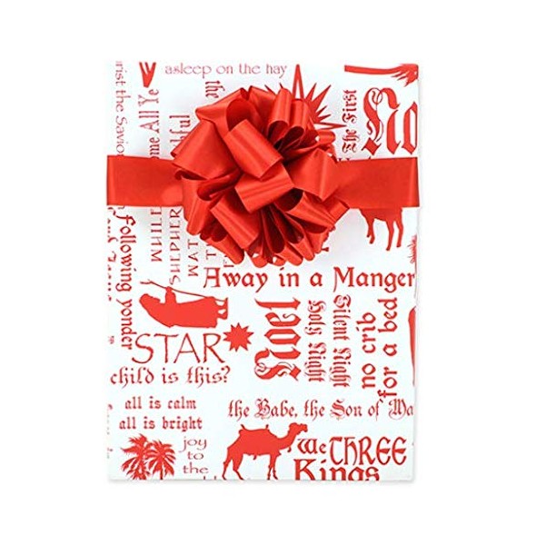 Celebrate Next Noel White and Red Nativity Elegant Specialty Gift Wrap Wrapping Paper 24 x 12ft Folded