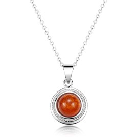 MATERIA by Matthias Wagner Women's Amber Pendant 925 Silver Diameter 13 mm Round, Sterling Silver, Amber, amber pendant