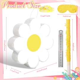 Aoriher Daisy Flower Piñata Set Include Bat Blindfold Confetti Tassel Flower Piñata Daisy Hippie Boho Piñata for Birthday Baby Shower Gender Reveal Wedding Floral Party Supplies(Daisies)
