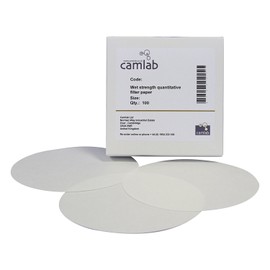Camlab 1171189 Grade 53 [540] Quantitative Wet Strength Filter Paper, Ashless, 150 mm Diameter (Pack of 100)