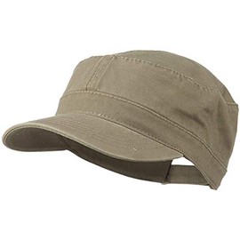 Ashen Fane Superior Garment Washed Cotton Twill Adjustable Army Cap, Dark Khaki
