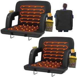 Slendor Dual-Sided Heated Stadium Seats for Bleachers with Back Support and Wide Cushion, Extra Bleacher Seat, USB 3 Levels of Heat, 5 Pockets for Outdoor - size: 21in 2pc