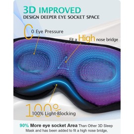 LC-dolida Bluetooth Sleep Mask Headphones 3D Deep Eye Mask with Headphones, Can Play 14 Hours Breathable Sleep Mask Blackout for Travel/Nap,Plane Travel Essentials with Travel Bag & 2 Sleep Earplugs