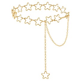Gold Star Waist Chain Belt, Adjustable Link Belt Metal Waists Chains, Waist Jewelry for Women, Exquisite Women Fashion Accessory for Dresses Skirts Jeans Womens Girls Ladies