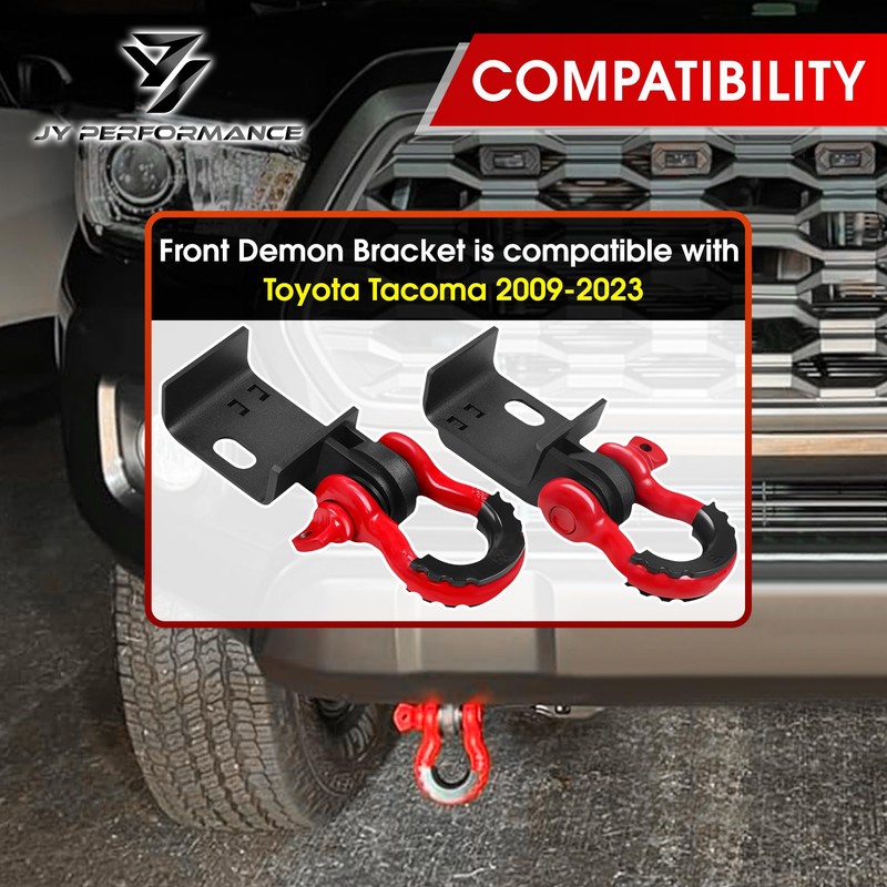 JY PERFORMANCE Front Demon Tow Hook Brackets with 3/4in Shackle