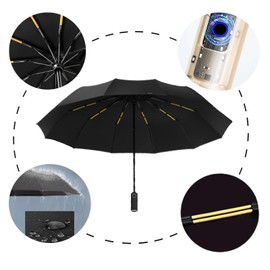 Nnicorns Automatic Pocket Umbrella - Windproof & Rainproof, 24-Rib Compact Travel Umbrella for Men and Women, Ultra-Portable Design for On-the-Go, black