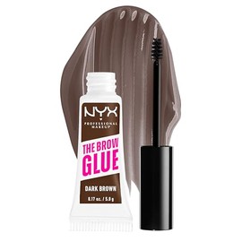 NYX Professional Makeup The Brow Glue Instant Brow Styler, gel de cejas, fórmula vegana, fijación por 16H, acabado natural sin residuos, resiste a transferencias, 5g – Tono Dark Brown (Café obscuro)