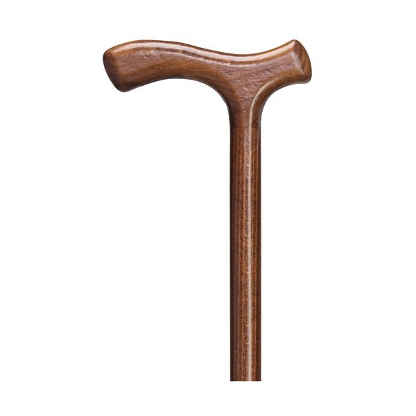 Walking Cane Men's First Choice Walnut Stained Fritz Handle, Beech-Wood, 36" Long with Rubber tip.