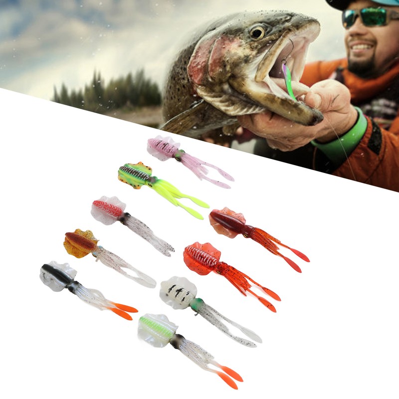 9Pcs Simulation Fishing Lures PVC Luminous Soft Fishing Baits for