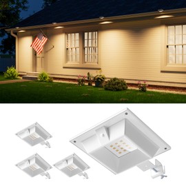 4 Pack Solar Powered Gutter Lights Outdoor Decorative Waterproof 12 LEDs Yard Lamp for Fence, Railing, Outside Wall, Deck, Garden, Path, Backyard, Walkway, Patio, No Drilling Installation (Warm White)