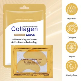 18 Pack Bio Collagen Face Mask & Gold Under Eye Gel Pad, Collagen Real Deep Mask,Deep Hydration Reduce Wrinkles, Pore Minimizing Brightening,Women and Men