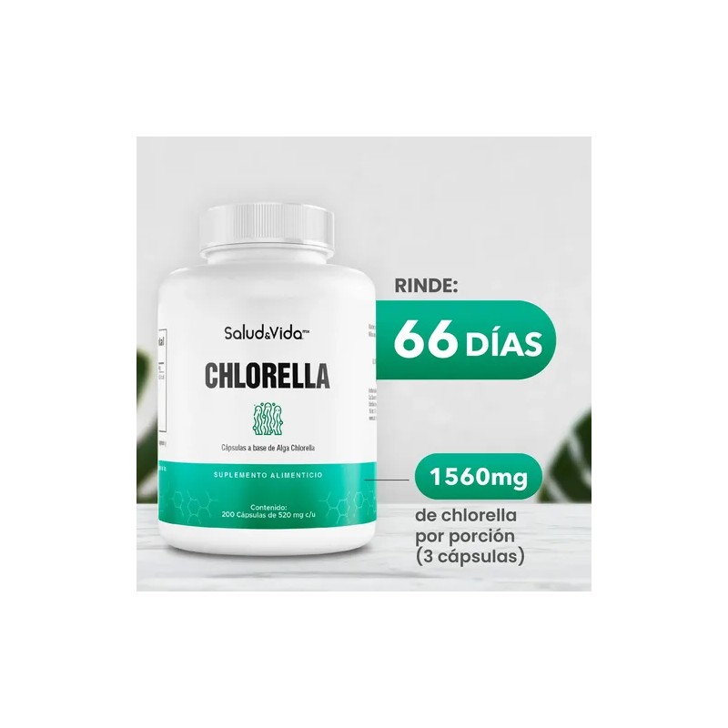 Alga Chlorella Orgánica de Pared Celular Rota | 200 Cápsulas