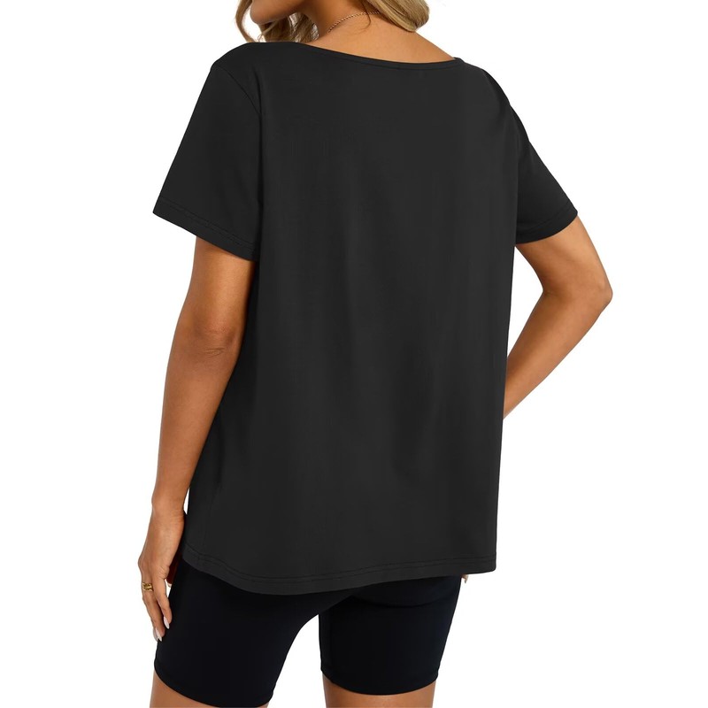 EasyGala Womens Cotton Oversized Tshirts Boat Neck Off Shoulder Short