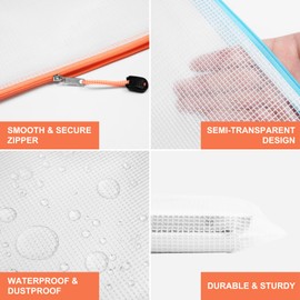 CATIFLIN 30 Pack Mesh Zipper Pouch Bags, A4 Letter Size, Clear Plastic Zip Bags for Board Game & Puzzle Storage, Waterproof & Durable Document Bags for Office, School, Travel, Art & Craft Supplies