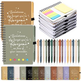 Resurhang 48 Pcs/24 Set Employee Appreciation Gift Dispatcher Volunteer Inspirational A6 Spiral Notebook with Ballpoint Pen Journal Notepad for Teacher Nurse Coworker(Bright Color)