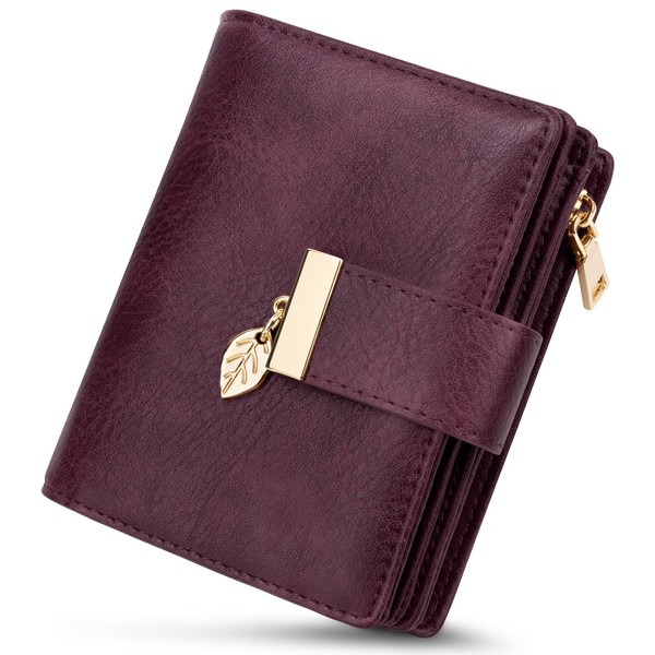HUANLANG Small Wallets for Women Rfid Blocking Leather Bifold Credit
