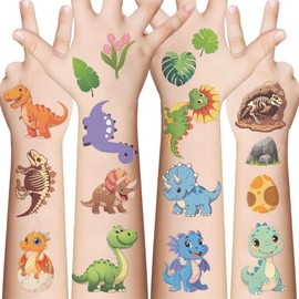 10 Sheets Cartoon Dinosaur Temporary Tattoos Stickers Mixed Style Body Art Cute Animals Temporary Tattoos Fake stickerfor Classroom Reward Birthday Party Event Decor (Dinosaur)