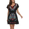 YZXDORWJ Women Mexican Embroidered Dress Short Sleeve (XXXL, 27BKR)