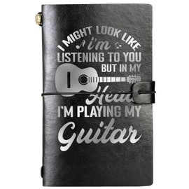 InnoBeta Guitar gifts Embossed Journal Notebook, for Music Lovers, musicians, teachers, men on Christmas, Birthday, Travel Diary, Lined Planner, 7x5 Inches - Black