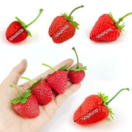 EQLEF 20pcs Artificial Fruits Strawberry Decor in 4 Sizes, Strawberry Artificial Fruit Decor Red Fruit Strawberry Party Decoration for Home Restaurant Photography Props Christmas Display (Strawberry)