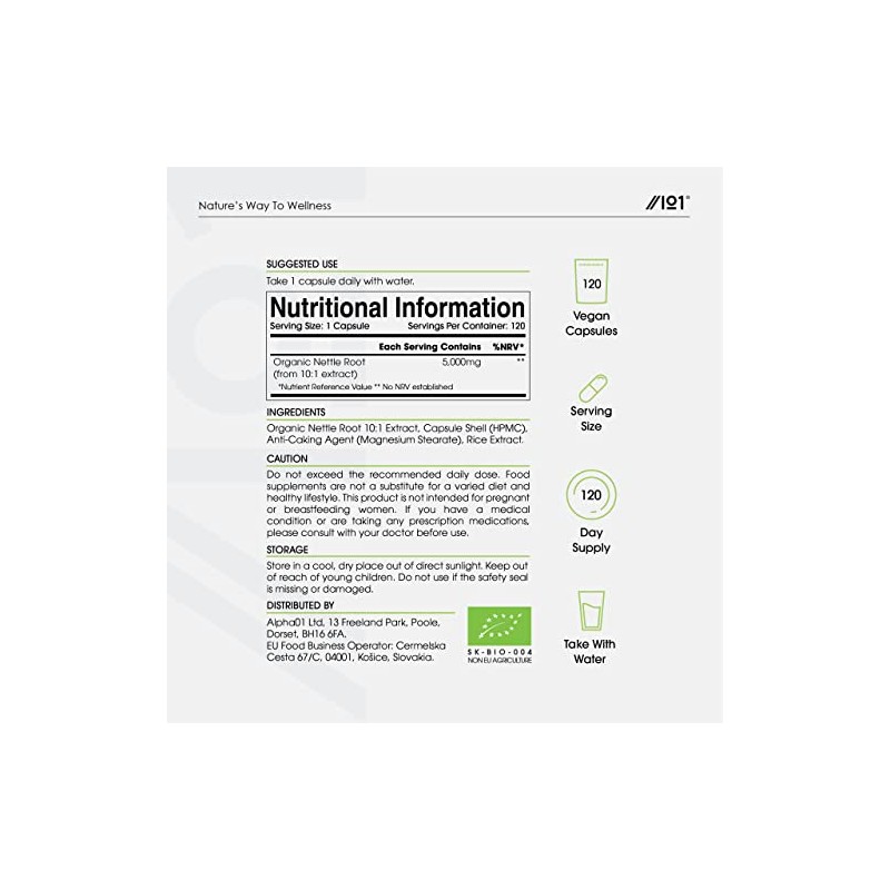 Organic Nettle Root Extract 5000mg - Potent Urtica Dioica Extract