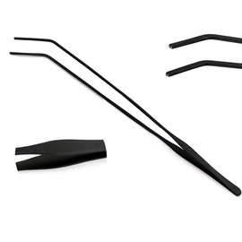 Odontomed2011 Aquarium Tweezers Stainless Steel Curved Tweezer with Carbonation Protection Coating Against Rust Long Aquarium Tools for Aquatic Tank Plants Reptiles Spider Snakes Lizards 15 inch Black