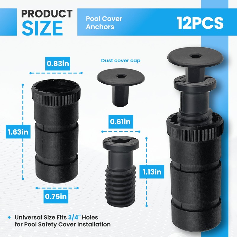 SKINGWOLF 12 Pack Pool Cover Anchors for Concrete and Paver