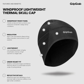 GripGrab Windproof Lightweight Thermal Skull Cap Under Helmet Cycling Running Bike Thin Winter Cycle Liner Hat Warm Skullcap Black