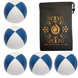5 x Pro 115g Cascade Classic Juggling Balls - Thud Juggling Balls & Bag - Set of 5 Juggling Balls - Blue/ White
