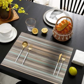 IPEA Tovagliette Americane Eleganti 45 x 30 cm per Cena, Pranzo, Colazione - 6 Unità - Tovaglietta Lavabile, Resistente Calore, Antiscivolo, Antimacchia per Tavolo della Cucina e Sala - Strisce Beige