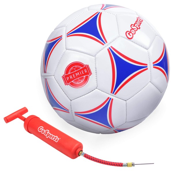 GoSports Premier Soccer Ball with Premium Pump, Size 5, Multicolor (BALLS-SB-PREMIER-5-1)