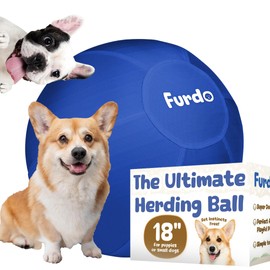Furdo 18" Herding Ball for Dogs, for Australian Shepherd, for Cattle, for Border Collie, for Blue Heelers & Other Small to Medium Dogs, Herding Dog Toys, Horse Ball - Blue