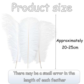 18 PCS Large White Feathers, White Ostrich Feathers 20-25cm Fluffy White Feathers for Christmas Tree, White Feathers for Crafting Wedding Decoration, Clothing Accessories and Handmade DIY Crafts
