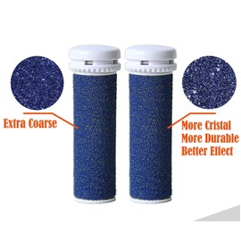 Pack of 4 Hantoc Extra Coarse Mineral Replacement Rollers, Compatible with Emjoi Micro Pedi Callus Remover, Refill Rollers, Blue