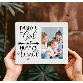 CAIFZ Daddy's Girl and Mommy's World Picture Frame, New Baby Photo Frame Gifts for Daughter, 4x6 inch Photo