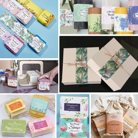 PH PandaHall - 90 cintas de papel envolvente, 9 estilos clásico, etiquetas de papel de flores, fundas para envolver, etiquetas verticales para barras de loción de jabón hechas a mano, envoltura de regalo de baño, 8.5 x 1.9 pulgadas