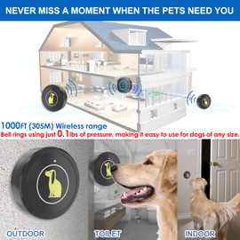 Lalolee Dog Doorbell, Dog Bell for Training Doggie Door Bell for Dog Puppy Training Sliding Door/Go Outside Doorbell and Waterproof Touch Button