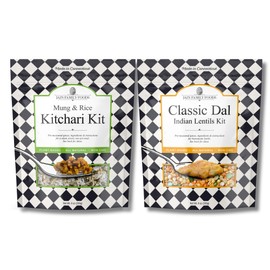 JAIN FAMILY FOODS Dal & Kitchari Twin Pack | Pre-Measured Spices & Ingredients for Indian Lentil Dishes | Vegan Non-GMO Ayurvedic | Made in CT, 2 Count