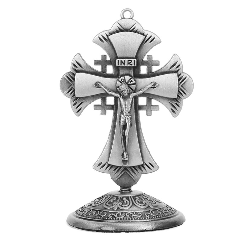 Jesus Statue Ornament Alloy Jesus Christ Cross Statue Figurine Christian