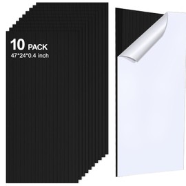 10Pack Large Acoustic Panels, 48x24x0.38 inch Sound Proof Panels for Walls, Self-Adhesive Sound Dampening Wall Panels, Noise Absorbing Decorative Wall Panels, Wall Noise Blocker for Home (Black)