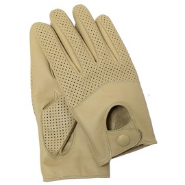 Riparo Women's Genuine Leather Half Mesh Full-Finger Driving Motorcycle Gloves (Sand, X-Large)
