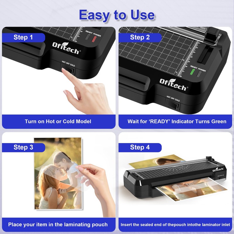 Ofitech 4 in 1 Laminator Machine 9-inch Laminating Machine,2-Min Preheat