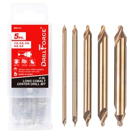 VALYRIANTOOL 5PCS Cobalt Long Center Drill Bits Set, M35 High Speed Steel 60-Degree Angle 4" Overall Length Center Drill Bits Kit Countersink Tools for Lathe Metalworking Size 1.0 2.0 3.0 4.0 5.0