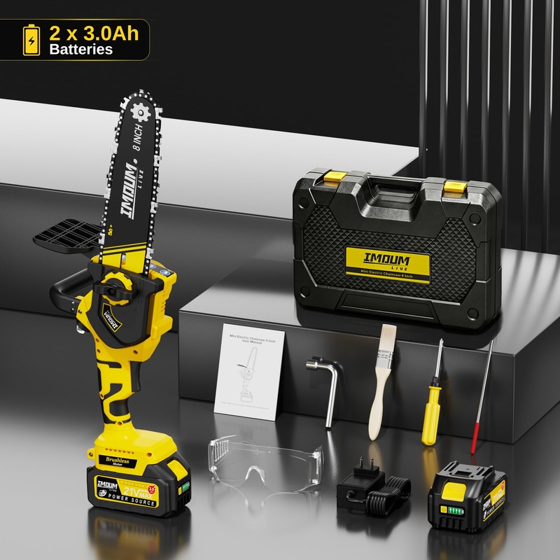 8 Inch Mini Chainsaw Cordless, Brushless Electric Chainsaw with 2x