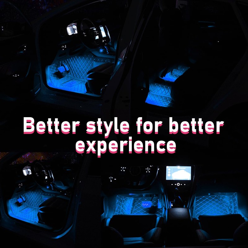 Sylvil Car LED Strip Light, 24 LEDs RGB Neon Interior