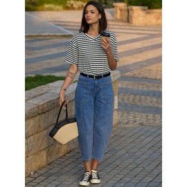 EVALESS High Waisted Jeans for Women Wide Leg Loose Casual Ladies Mom Barrel Jeans Blue Size 6