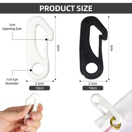 Adiwo 20 PCS Flag Pole Clip, Nylon Flagpole Clamp, Snap Hooks, Windproof Flag Pole Hook, Flag Pole Accessories, For Connecting Fixed Flags and Ropes, Keys, Lanyards, Camping (White and Black)
