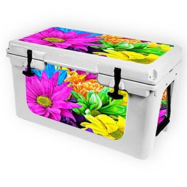 MightySkins (Cooler Not Included) Skin Compatible with RTIC 45 Cooler (2017 Model) - Colorful Flowers | Protective, Durable, and Unique Vinyl Decal wrap Cover | Easy to Apply | Made in The USA