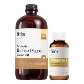 Aceite de Ricino y Vitamina E en kit hidratante, antiedad, Capilar Corporal Hebbe Cosmetics & Lúdika 500ml