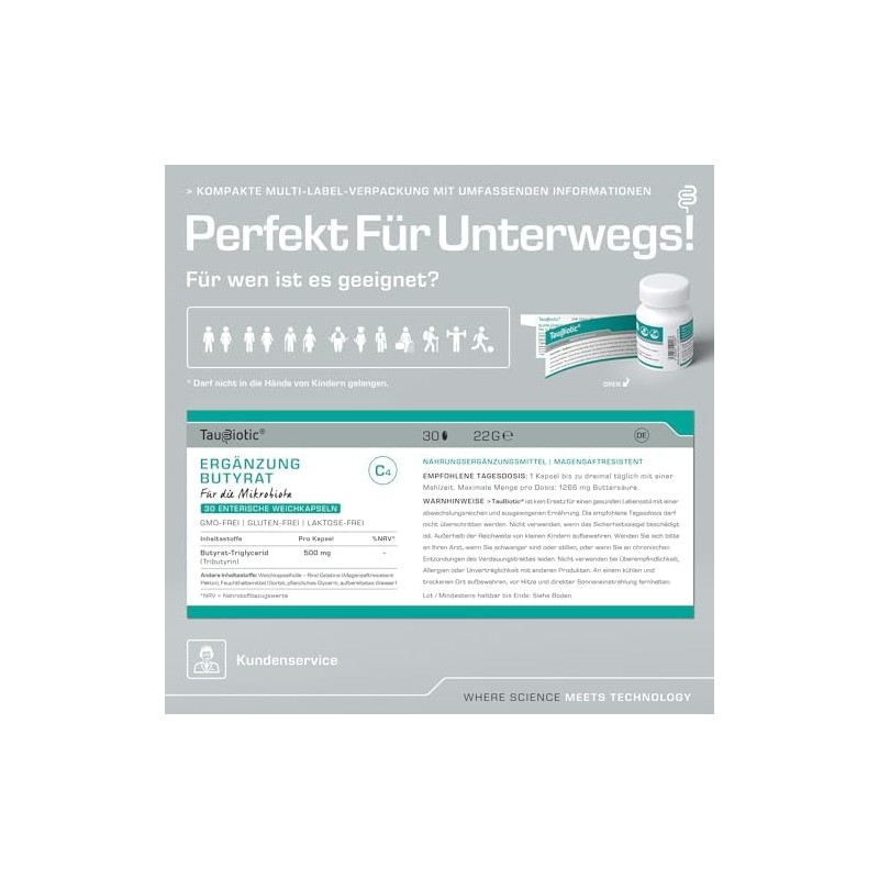 TauBiotic by RedoxBox - Butyrate (Tributyrin 500 mg) for Microbiota